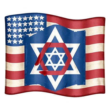 United States flag with a swastika symbol and star of david symbol on the flag sticker