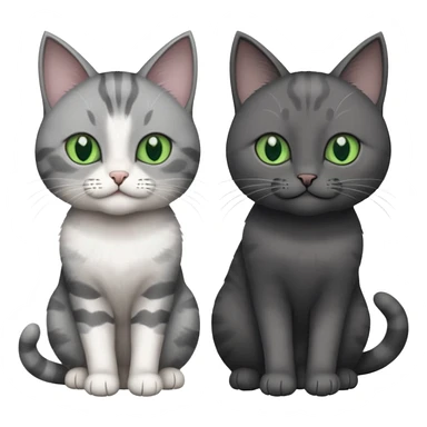 2 different coloured grey cats including one dark grey and white cat and one completely solid dark grey cat with green eyes and only white paws sticker