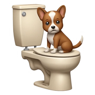 Dog pooping in toilet sticker