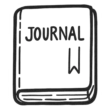 A journal icon in violet, hand-drawn style with a book cover and visible lines, giving it a personal touch. sticker