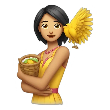 chica con abanico en la mano sticker