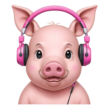 piggy in pink headphones  sticker