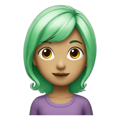 green-haired little girl with white beard sticker