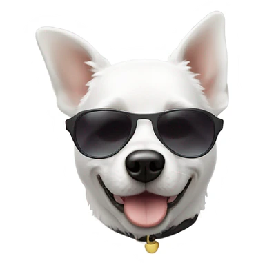 dog white with sunglasses sticker