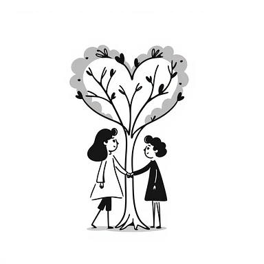 the concept of love, hand-drawn doodle style sticker