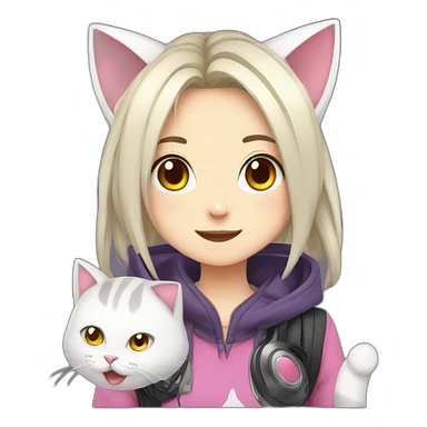 Anime cat gamer girl sticker