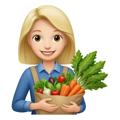 house holding vegetables bag sticker