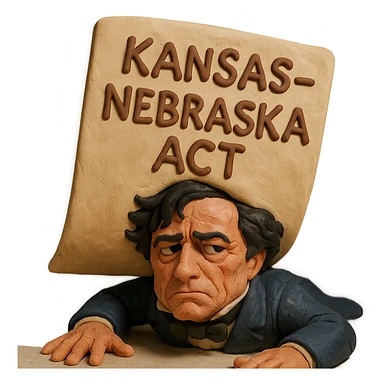 Kansas-Nebraska Act as a claymation document squishing Franklin Pierce sticker