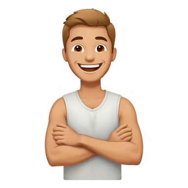 Arms crossed on neck guy laughing  sticker