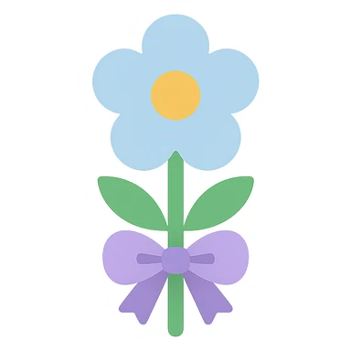 flower with a little bow icon in color sticker
