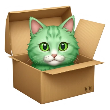 green cat in box sticker