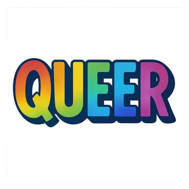 the word QUEER in colorful letters sticker