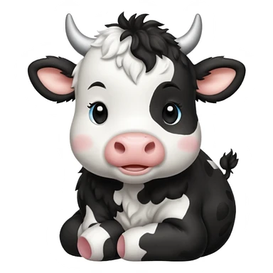 baby black and white cow sticker