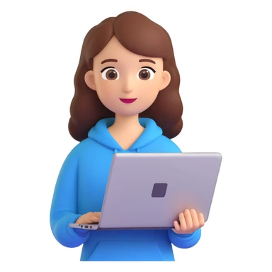 A girl with a pink laptop sticker