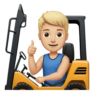 Blonde guy in a skid steer giving a thumbs up sticker