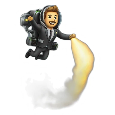 suit man flying jetpack sticker