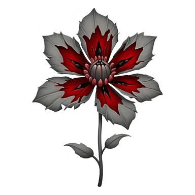 Grey creepy flower with red and blood on inside sticker