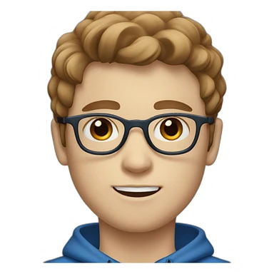 White boy with blue eyes with glasses with brown hair sticker