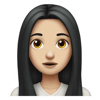 sad white girl with long black hair sticker