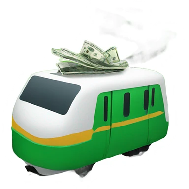 Green train on track with money  sticker