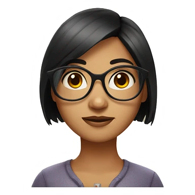 A girl with black hair wearing a glasses with short hair and looks like north eastern indian  sticker