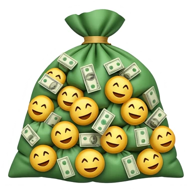 Luxury 3D emoji, overflowing money bag, stacks of cash, premium lighting, rich glossy look, ultra clean, transparent background


 sticker