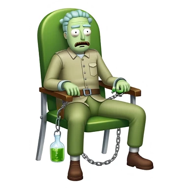 Pickle Rick handcuffed to a chair  sticker