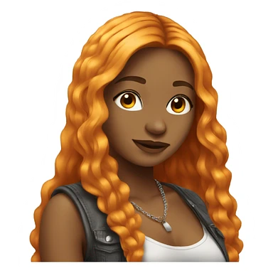 Girl Dj Orange long hair sticker