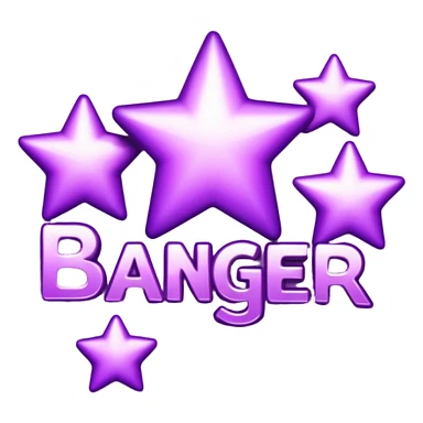 The word "banger" surrounded by purple stars sticker