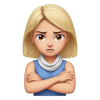 Angry girl with arms crossed around neck  sticker