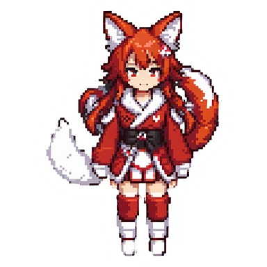 Azur Lane Akagi kitsune girl with red and white outfit and multiple fox tails sticker