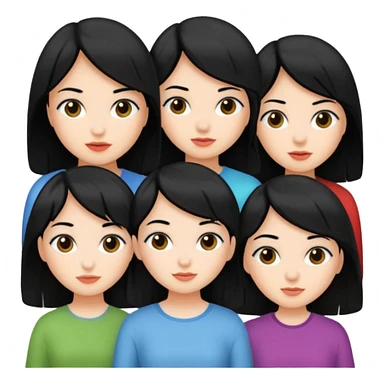 Five fair-skinned girls with black hair sticker