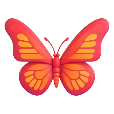 red butterfly 3D emoji style sticker