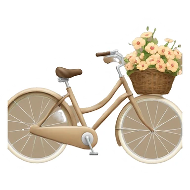 vintage light brown bike with flowers in basket sticker
