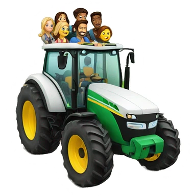 group of 4 people driving giant tractor sticker
