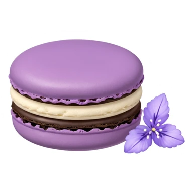 Realistic pastel purple macaroon with purple fillings  and some lavender flowers on the side sticker