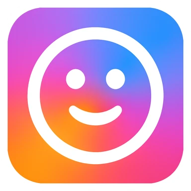 Frame 1: Colorful gradient background with smiley face, no grid lines (keyframe for morph animation) sticker