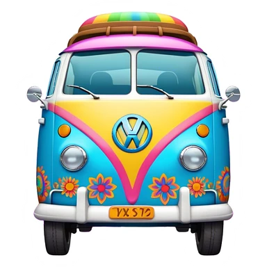 3D, psychedelic colored hippie style Volkswagen  sticker