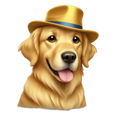 Golden retriever with hat sticker