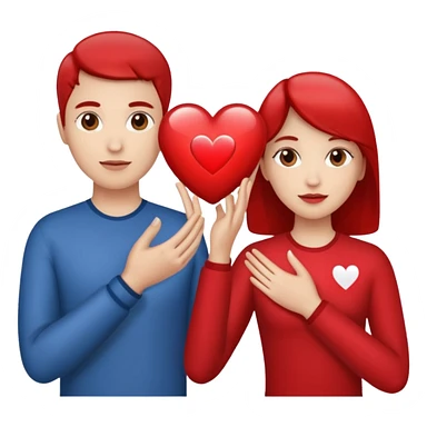 Two people holding half a heart up sticker