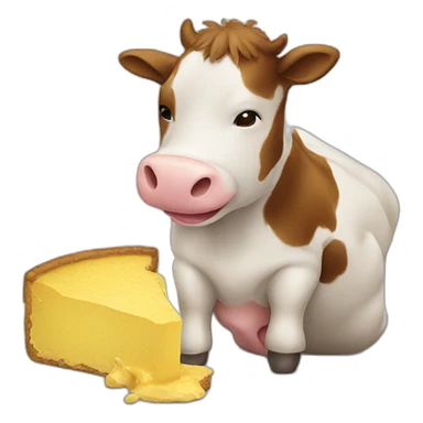 chick eating cow sticker