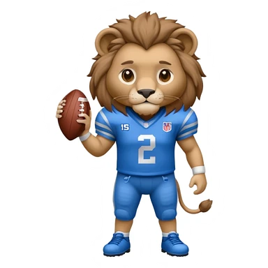 blue color lion wearing american football jersey sticker