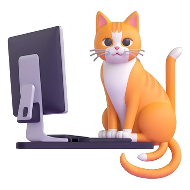 cat at a PC sticker
