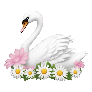 Swan with daisy flower pink sticker