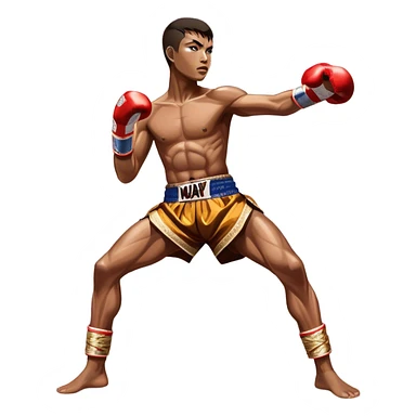 Muay Thai traditional – Cinematic Realistic Traditional Muay Thai Fighter, depicted in authentic Muay Thai attire with arm bands and shorts, poised in a dynamic fighting stance in a traditional Thai stadium, rendered with vivid textures and dramatic, high-contrast lighting that accentuates the art’s intensity. sticker