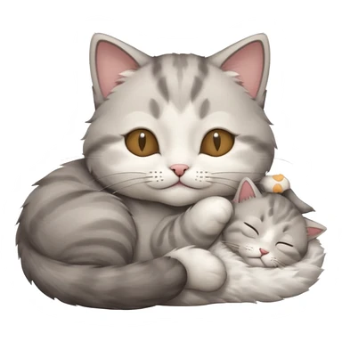 grey and white small cat with its eyes closed lying down with his paw curled under his head holding it up sticker