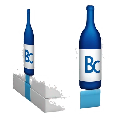 A white box with blue pictures of wine on the side and bold 'BC' logo in the middle of one side of the box sticker