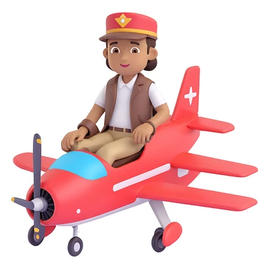 brown male wearing a hat sitting on an aircraft, playful and modern sticker
