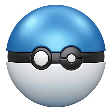 blue pokeball emoji, top half is a more saturated blue, bottom half is white, black stripe, with a metallic sheen sticker