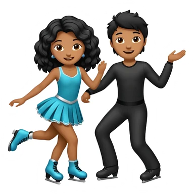 una patinadora con pelo negro largo y ondulado en las puntas con un mallot de color patinando en pareja sticker